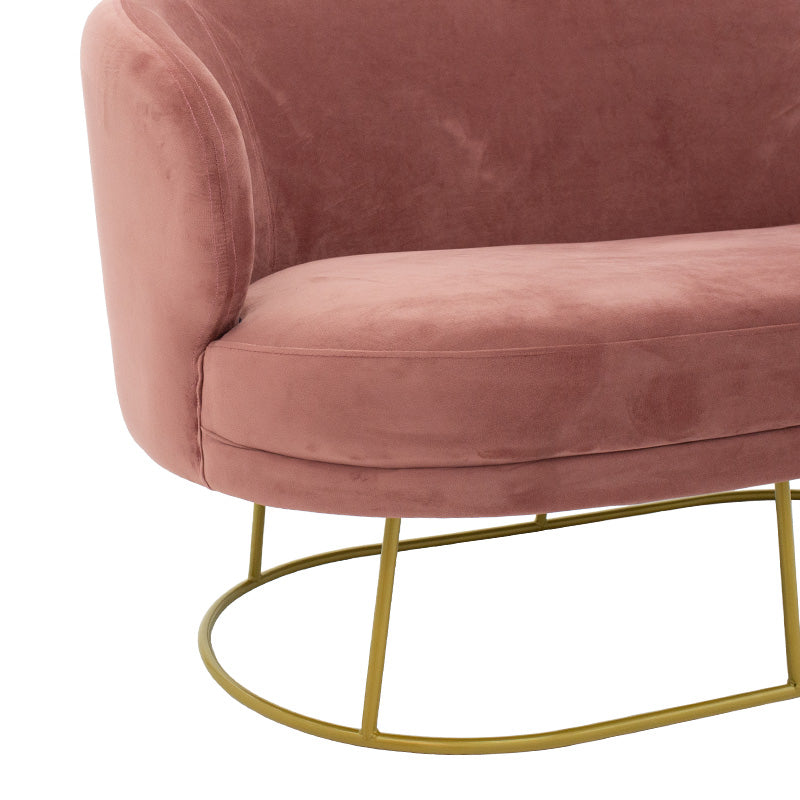 Καναπές 2θέσιος Rony pakoworld βελούδο σάπιο μήλο-χρυσό 132x82x83εκ - Hippiehome.gr