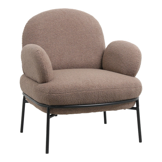 Πολυθρόνα Jaycob pakoworld μπουκλέ καφέ-πόδι μαύρο μέταλλο 74x71x83εκ - Hippiehome.gr
