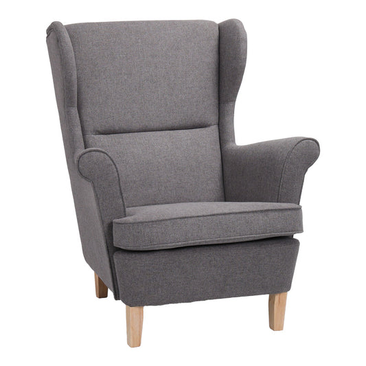 Πολυθρόνα - μπερζέρα Malei pakoworld ύφασμα σε γκρι απόχρωση-ξύλινα πόδια 85x93x100εκ - Hippiehome.gr