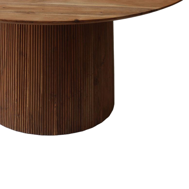 Τραπέζι Canicule pakoworld μασίφ ξύλο ακακίας σε φυσική απόχρωση Φ150x75εκ - Hippiehome.gr