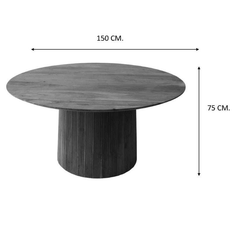 Τραπέζι Canicule pakoworld μασίφ ξύλο ακακίας σε φυσική απόχρωση Φ150x75εκ - Hippiehome.gr