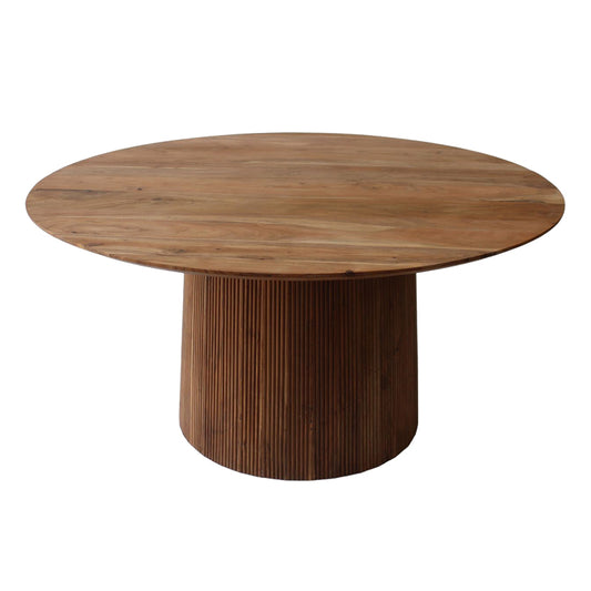 Τραπέζι Canicule pakoworld μασίφ ξύλο ακακίας σε φυσική απόχρωση Φ150x75εκ - Hippiehome.gr