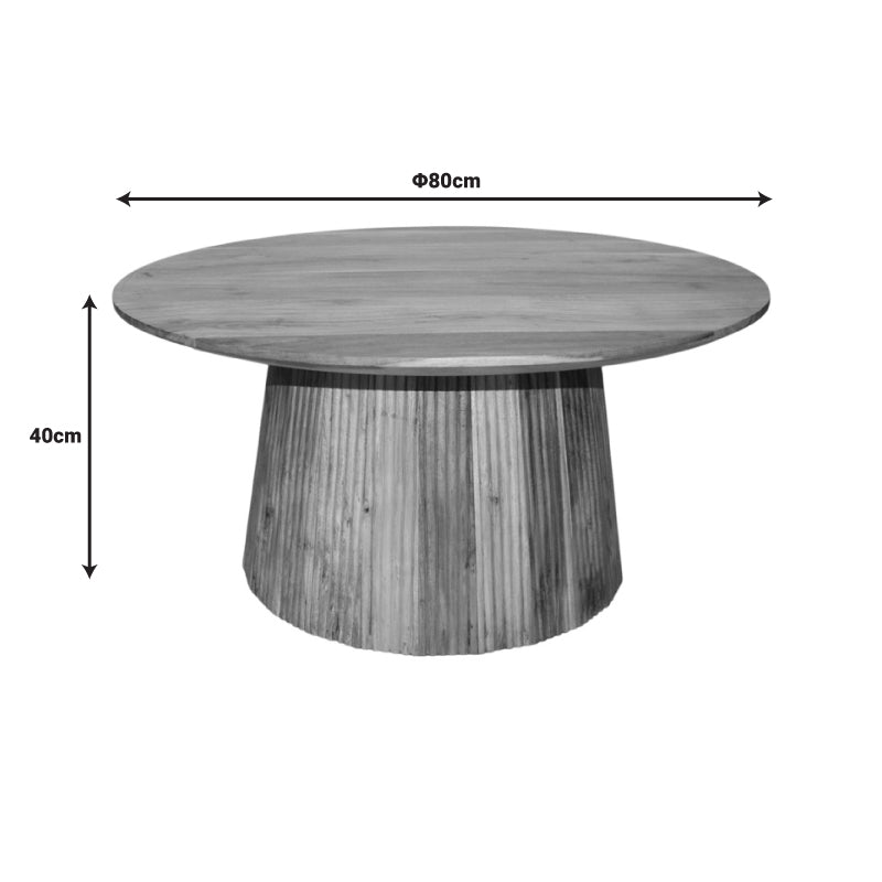 Τραπέζι σαλονιού Canicule I pakoworld μασίφ ξύλο ακακίας σε φυσική απόχρωση Φ80x40εκ - Hippiehome.gr