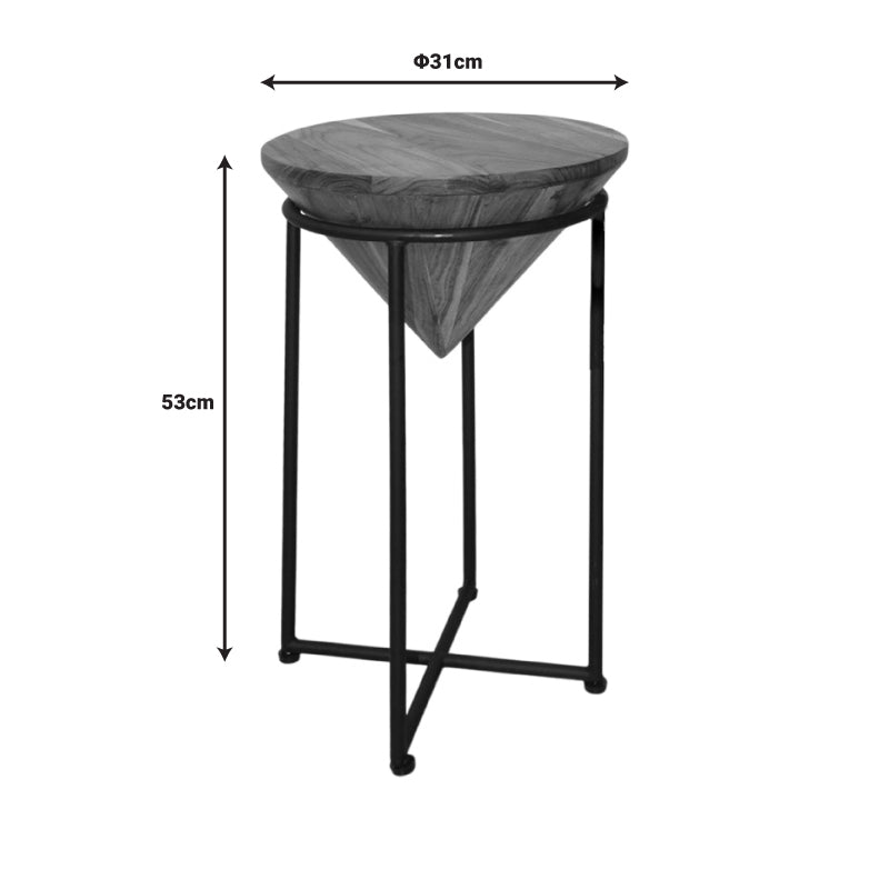 Βοηθητικό τραπέζι σαλονιού Miles I pakoworld μασίφ ξύλο ακακίας σε φυσική απόχρωση Φ31x53εκ - Hippiehome.gr