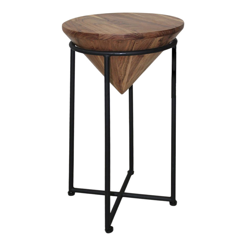 Βοηθητικό τραπέζι σαλονιού Miles I pakoworld μασίφ ξύλο ακακίας σε φυσική απόχρωση Φ31x53εκ - Hippiehome.gr