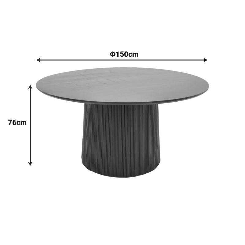 Τραπέζι Canicule pakoworld μασίφ ξύλο ακακίας σε μαύρη απόχρωση Φ150x75εκ - Hippiehome.gr