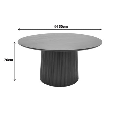 Τραπέζι Canicule pakoworld μασίφ ξύλο ακακίας σε μαύρη απόχρωση Φ150x75εκ - Hippiehome.gr