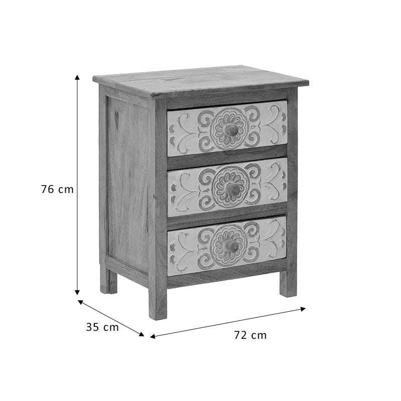 Συρταριέρα Inart 3-50-245-0017 ξύλο φυσικό-λευκό 72x35x76εκ - Hippie Home 