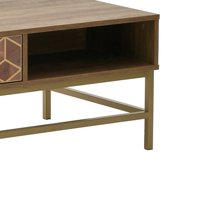 Brilo Inart coffee table brown-gold wood 101x59x43cm