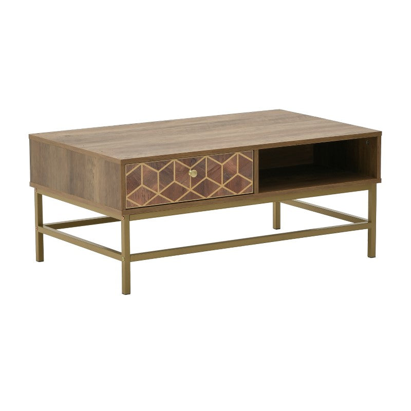 Brilo Inart coffee table brown-gold wood 101x59x43cm