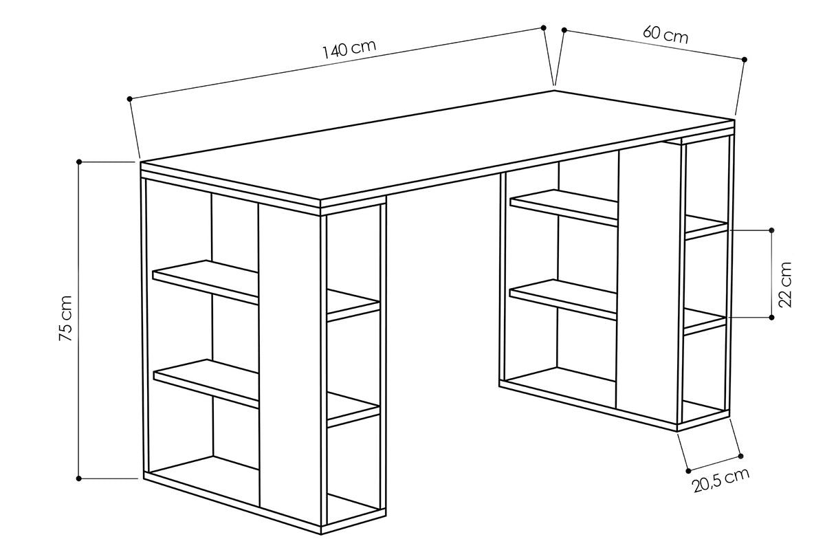 Γραφείο Colmar pakoworld χρώμα λευκό -σκούρο φυσικό 140x60x75εκ