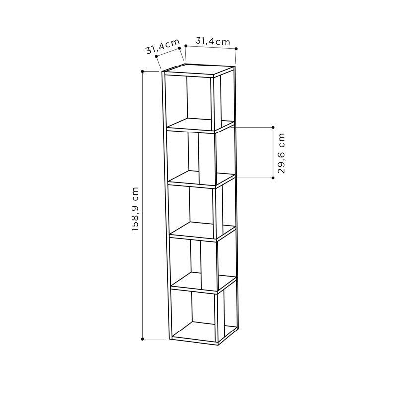 Βιβλιoθήκη στήλη Raphael pakoworld φυσικό 31,5x31,5x159εκ - Hippie Home 