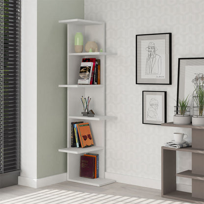 Βιβλιoθήκη γωνιακή Saso pakoworld μελαμίνης λευκό 37x37x141εκ - Hippiehome.gr