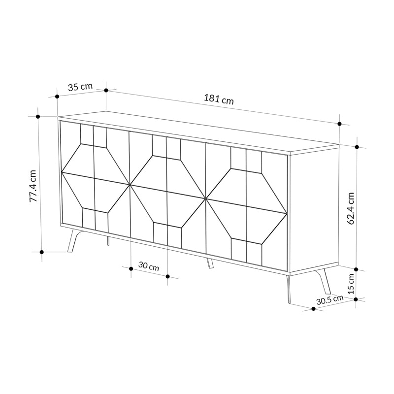 Μπουφές Dune pakoworld σε φυσική απόχρωση 181x35x77.4εκ - Hippiehome.gr