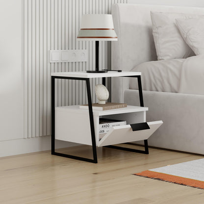 Κομοδίνο Johana pakoworld μαύρο-λευκό 45x40x50εκ - Hippiehome.gr