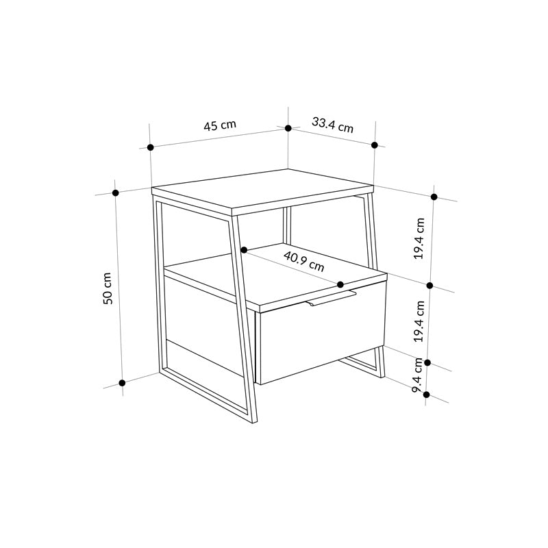 Κομοδίνο Johana pakoworld μαύρο-λευκό 45x40x50εκ - Hippiehome.gr