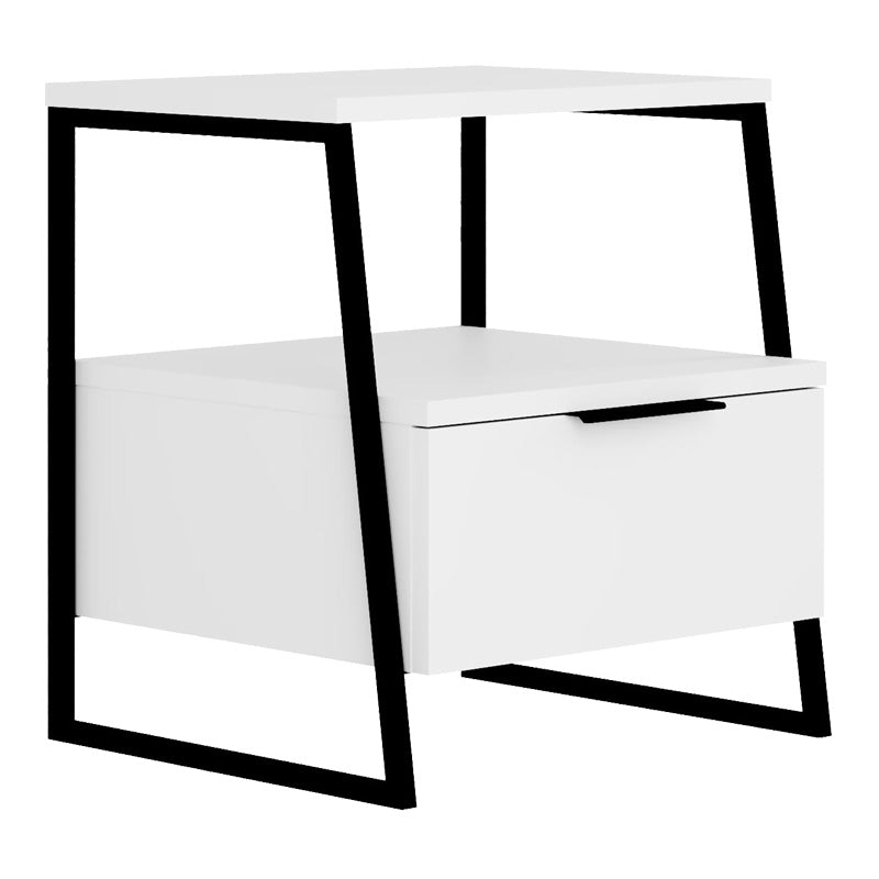 Κομοδίνο Johana pakoworld μαύρο-λευκό 45x40x50εκ - Hippiehome.gr