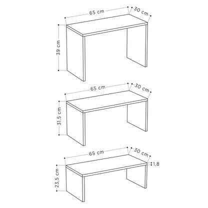 Τραπέζια σαλονιού Kantar pakoworld σετ 3τεμ σε oak-λευκή απόχρωση 65x30x39εκ - Hippiehome.gr