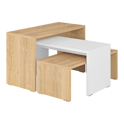 Τραπέζια σαλονιού Kantar pakoworld σετ 3τεμ σε oak-λευκή απόχρωση 65x30x39εκ - Hippiehome.gr