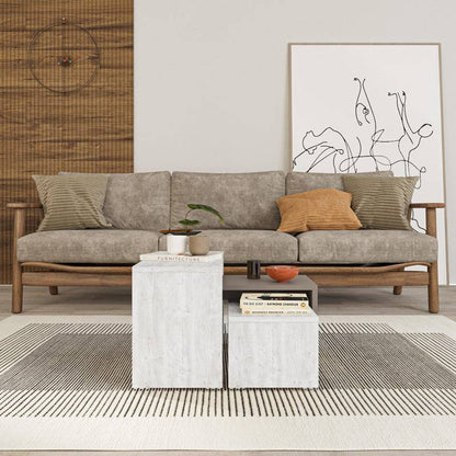 Τραπέζια σαλονιού Kantar pakoworld σετ 3τεμ σε λευκό antique - μόκα απόχρωση 65x30x39εκ - Hippiehome.gr