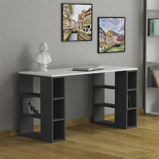 Γραφείο Colmar pakoworld σε λευκή-ανθρακί απόχρωση 140x60x75εκ - Hippiehome.gr