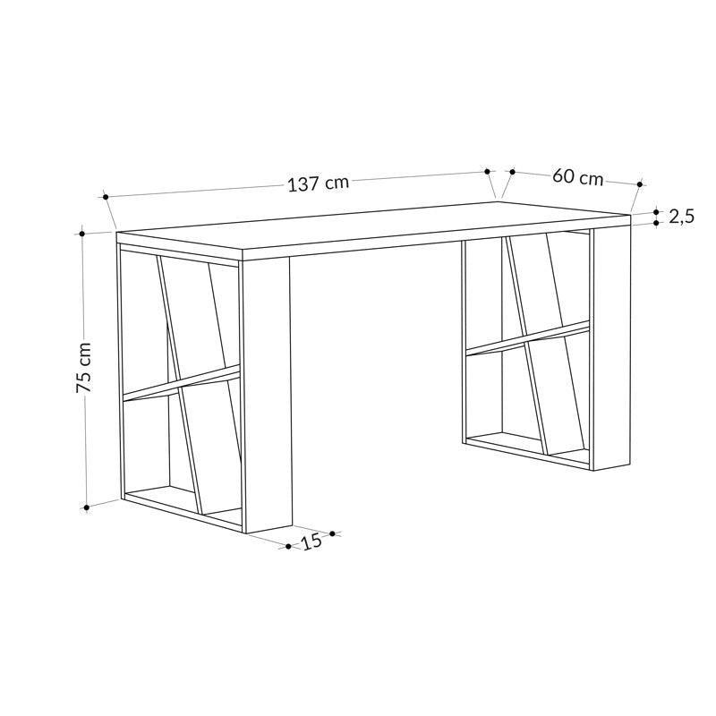 Γραφείο Honey pakoworld σε λευκή-ανθρακί απόχρωση 137x60x75εκ - Hippiehome.gr
