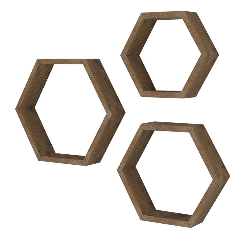 Ραφιέρα τοίχου Valis pakoworld τριών τεμαχίων χρώμα καρυδί 37x9x32εκ - Hippiehome.gr