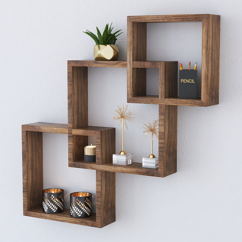 Ραφιέρα τοίχου Maas pakoworld χρώμα καρυδί 33x8.5x33εκ - Hippiehome.gr