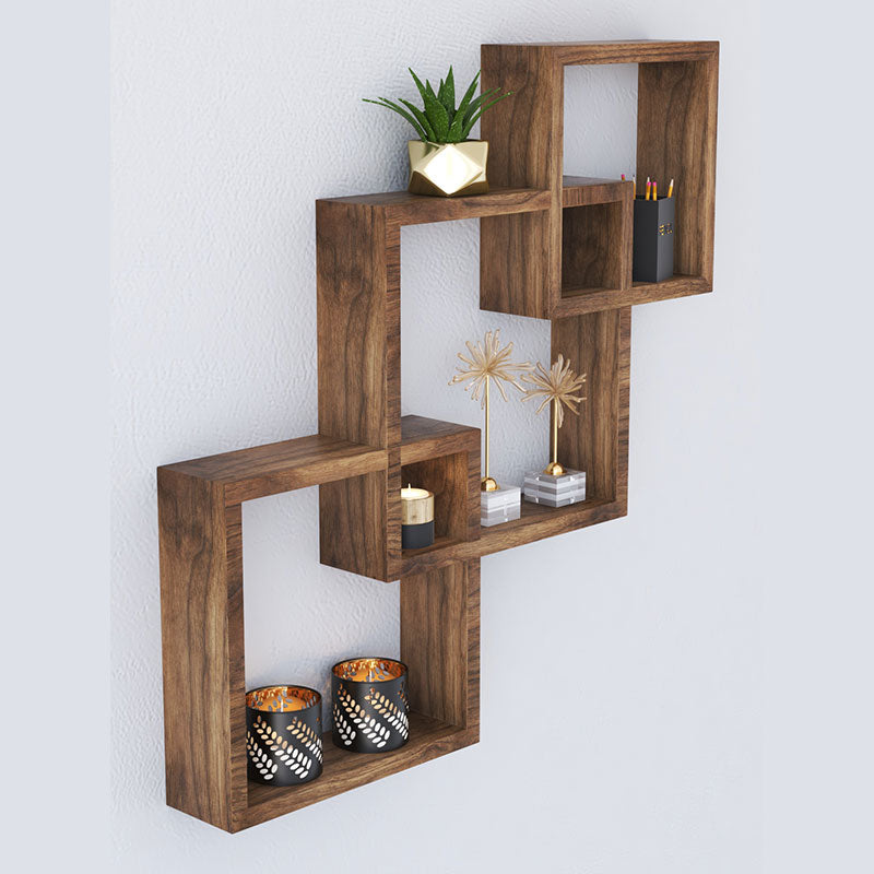 Ραφιέρα τοίχου Maas pakoworld χρώμα καρυδί 33x8.5x33εκ - Hippiehome.gr