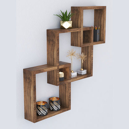 Ραφιέρα τοίχου Maas pakoworld χρώμα καρυδί 33x8.5x33εκ - Hippiehome.gr