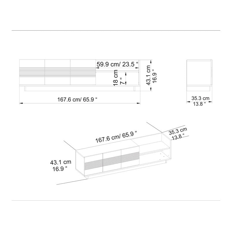 Έπιπλο τηλεόρασης Yubo pakoworld λευκό-φυσικό 167,6x35x43εκ