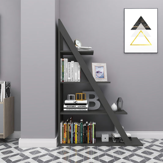 Βιβλιοθήκη Quina pakoworld σε ανθρακί απόχρωση 100x30x150εκ - Hippiehome.gr