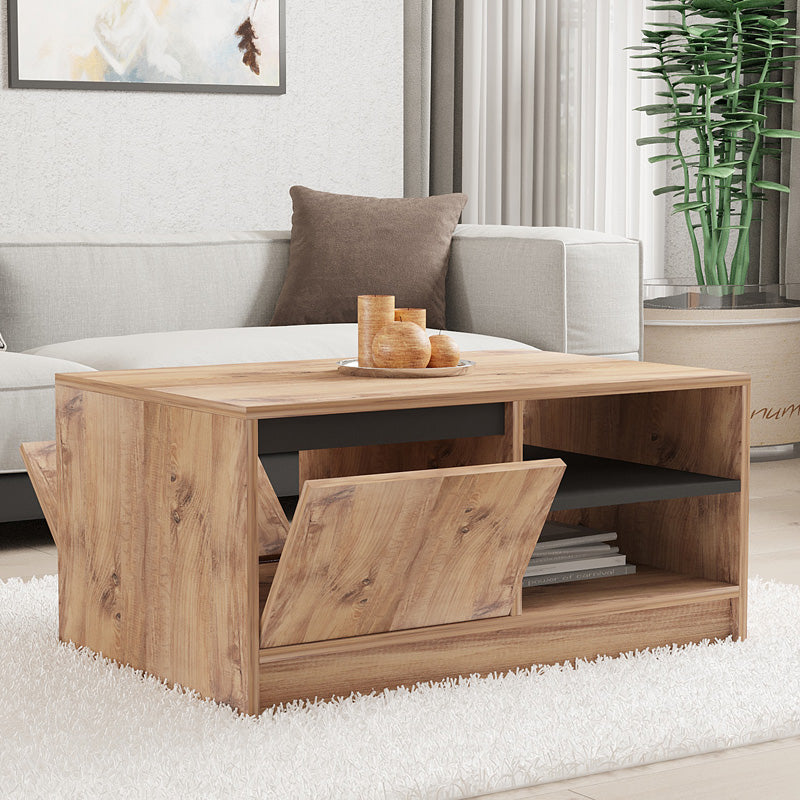Τραπέζι σαλονιού Narli pakoworld σε sonoma απόχρωση 90x60x45εκ - Hippiehome.gr