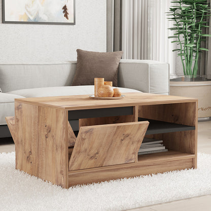 Τραπέζι σαλονιού Narli pakoworld σε sonoma απόχρωση 90x60x45εκ - Hippiehome.gr