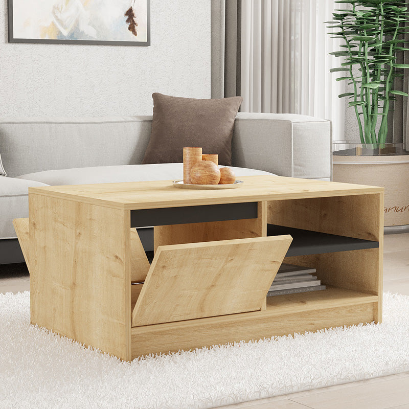 Τραπέζι σαλονιού Narli pakoworld σε oak απόχρωση 90x60x45εκ - Hippiehome.gr