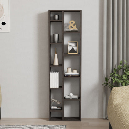 Βιβλιοθήκη Minicu pakoworld σε σκούρο καρυδί απόχρωση 44,4x19,6x150εκ - Hippiehome.gr