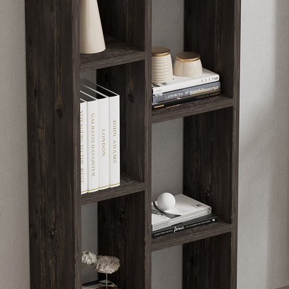 Βιβλιοθήκη Minicu pakoworld σε σκούρο καρυδί απόχρωση 44,4x19,6x150εκ - Hippiehome.gr