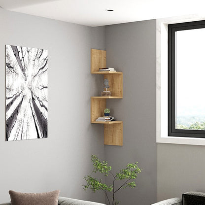 Ραφιέρα γωνιακή τοίχου Insta pakoworld σε oak απόχρωση 25x25x105,5εκ - Hippiehome.gr