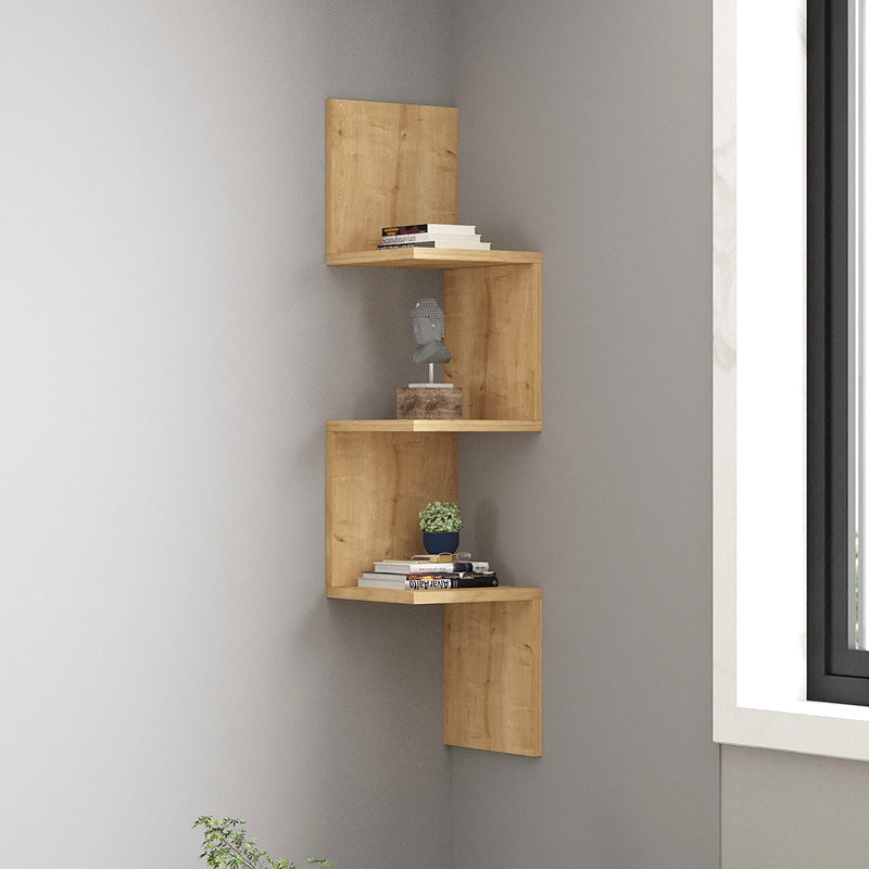 Ραφιέρα γωνιακή τοίχου Insta pakoworld σε oak απόχρωση 25x25x105,5εκ - Hippiehome.gr