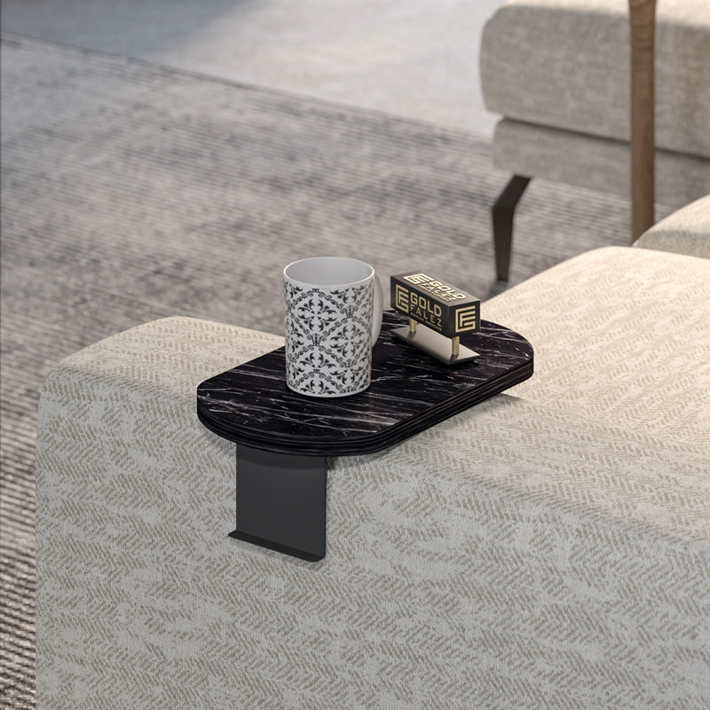 Βοηθητικό τραπεζάκι Linea pakoworld σε μαύρη όψη μαρμάρου με μαύρα μεταλλικά πόδια 20x35x10εκ - Hippiehome.gr