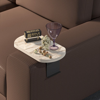 Βοηθητικό τραπεζάκι Linea pakoworld σε γκρι όψη μαρμάρου με μαύρα μεταλλικά πόδια 20x35x10εκ - Hippiehome.gr