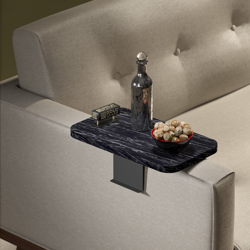 Βοηθητικό τραπεζάκι Linea I pakoworld σε μαύρη όψη μαρμάρου με μαύρα μεταλλικά πόδια 20x35x10εκ - Hippiehome.gr