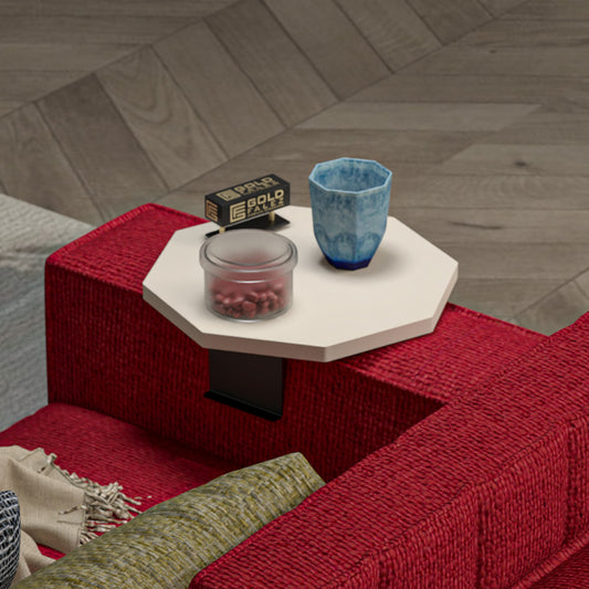 Βοηθητικό τραπεζάκι Linea pakoworld σε απόχρωση κρέμα με μαύρα μεταλλικά πόδια Φ34x10εκ - Hippiehome.gr