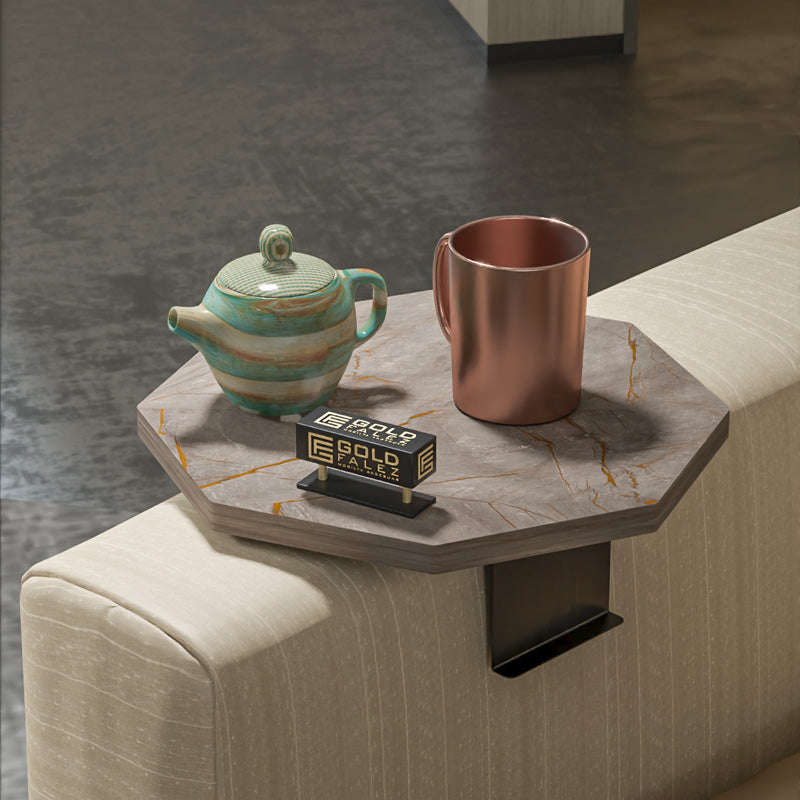 Βοηθητικό τραπεζάκι Linea II pakoworld σε ανθρακί απόχρωση με μαύρα μεταλλικά πόδια Φ34x10εκ - Hippiehome.gr