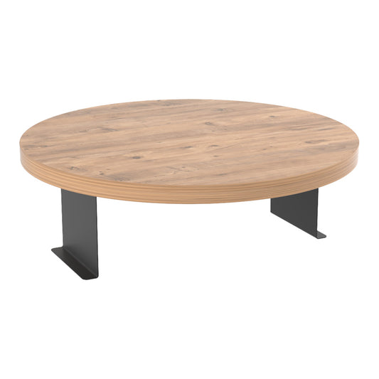 Βοηθητικό τραπεζάκι Linea pakoworld σε sonoma απόχρωση με μαύρα μεταλλικά πόδια Φ35,5x5εκ - Hippiehome.gr