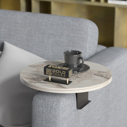 Βοηθητικό τραπεζάκι Linea pakoworld σε γκρι όψη μαρμάρου με μαύρα μεταλλικά πόδια Φ35,5x5εκ - Hippiehome.gr