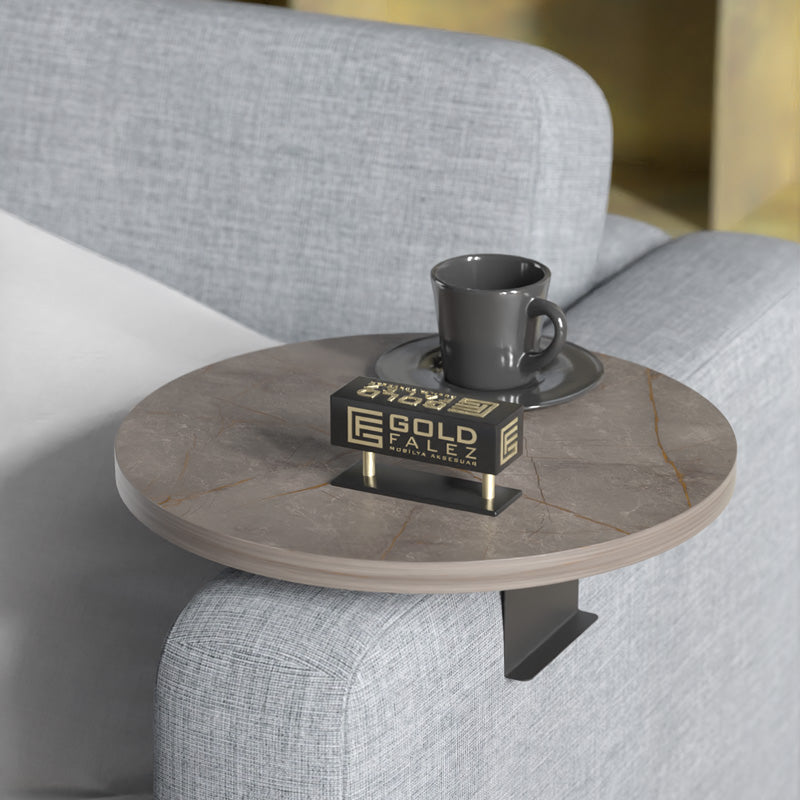 Βοηθητικό τραπεζάκι Linea pakoworld σε ανθρακί με μαύρα μεταλλικά πόδια Φ35,5x5εκ - Hippiehome.gr