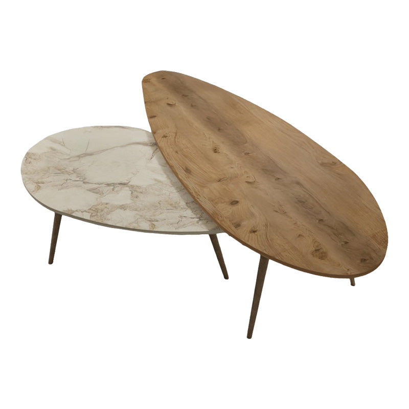 Τραπέζι σαλονιού Monty pakoworld 2 τεμ σε απόχρωση φυσικό-μπεζ μαρμάρου 116x46x46εκ - Hippiehome.gr