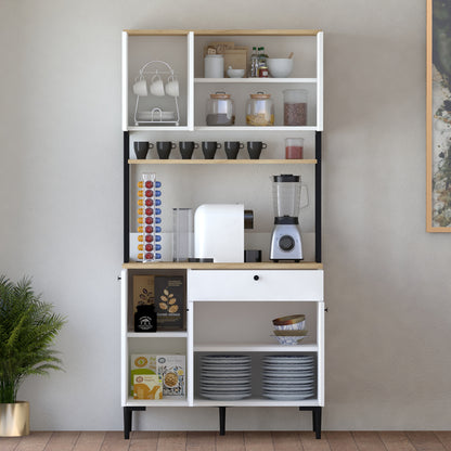 Ντουλάπια κουζίνας Lenner pakoworld λευκό-sonoma 90x45x184εκ - Hippiehome.gr