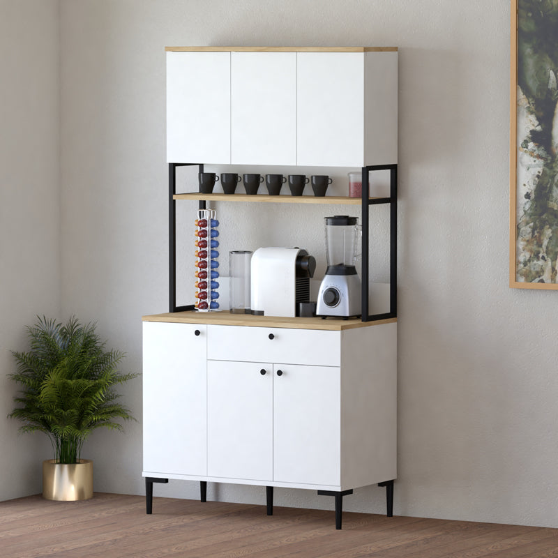 Ντουλάπια κουζίνας Lenner pakoworld λευκό-sonoma 90x45x184εκ - Hippiehome.gr